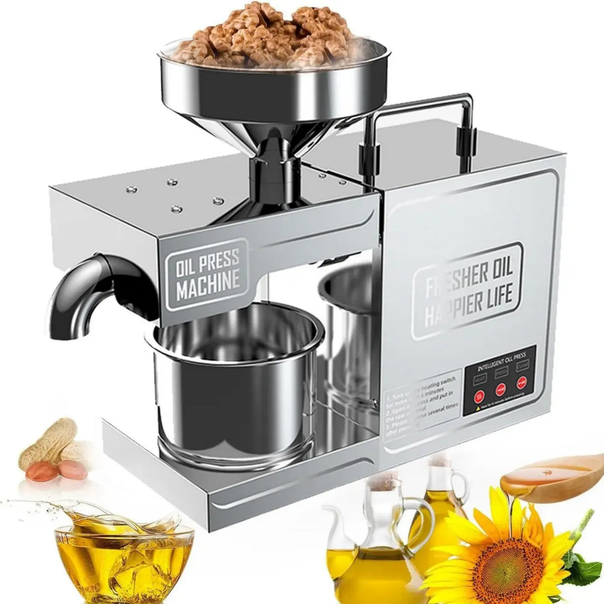 Spremiagrumi Elettrico 820W in Acciaio Inox con Controllo della Temperatura e Basso Rumore