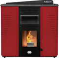 Stufa a Pellet Canalizzata Marmolada 14KW con WiFi, Efficienza 92%, Copertura 130m², Autonomia 19 Ore, Programmabile, Design Compatto, Rosso