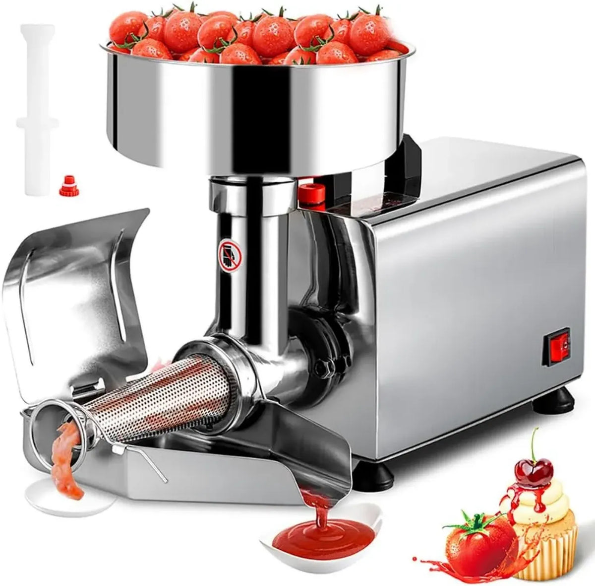 Macchina Elettrica per Passata di Pomodoro, 370W, Acciaio Inox, 90-160kg/h, Pressa Automatica per Frutta