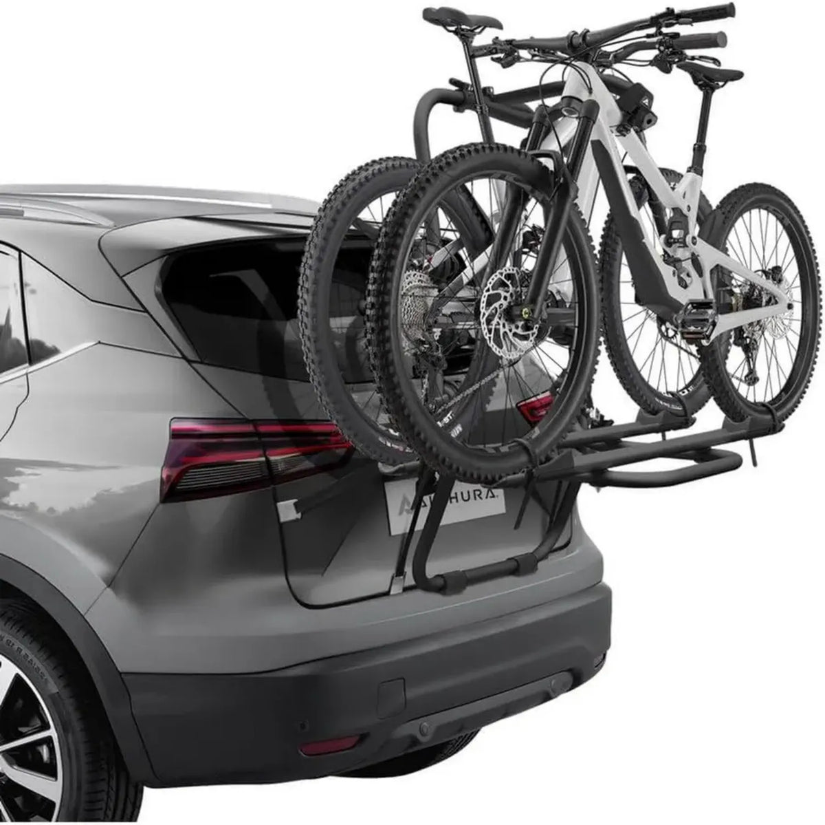 Portabici Auto Posteriore in Alluminio per 2 Bici, E-Bike Incluse, Fino a 45kg