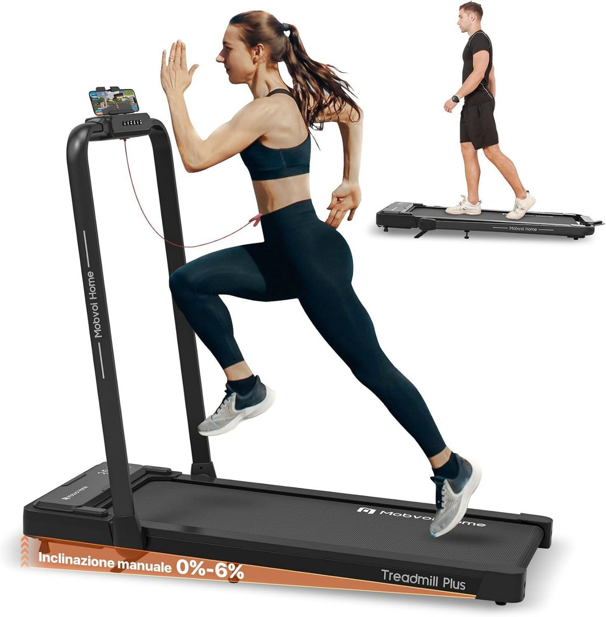 Tapis roulant da scrivania – APP 120, uso sotto la scrivania, formato compatto, pieghevole, uso domestico, 120 kg, 12 km/h