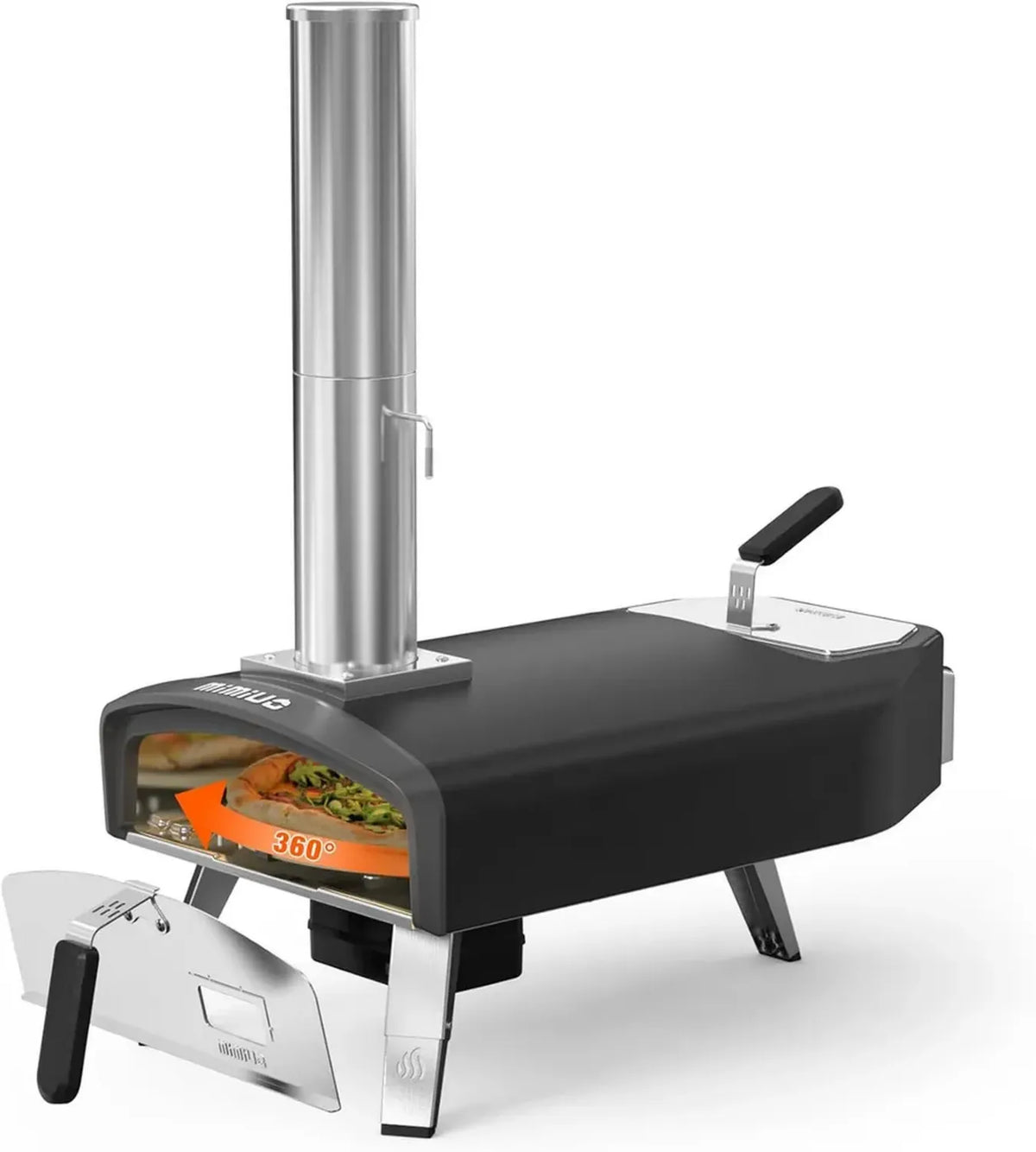 Forno per Pizza da Esterno con Griglia Rotante Automatica, a Legna e Carbone