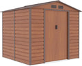Capanno da Giardino in Acciaio Zincato 213x191 cm Marrone con Griglia Ventilazione