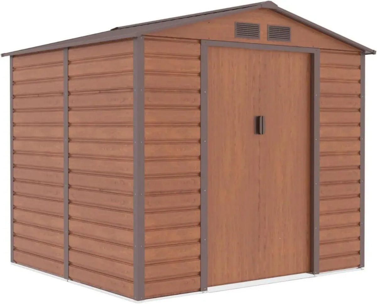 Capanno da Giardino in Acciaio Zincato 213x191 cm Marrone con Griglia Ventilazione
