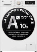 Lavatrice LG AI DD 10 kg, Classe A, 1400 RPM, TurboWash 360 e Vapore, Wi-Fi, Bianco