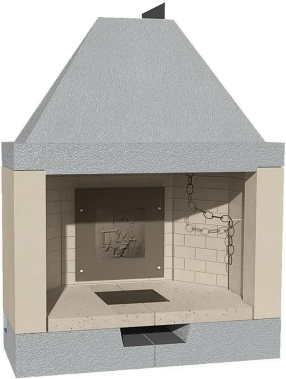 Caminetto Prefabbricato in Legno Refrattario M140 per Interni di Design