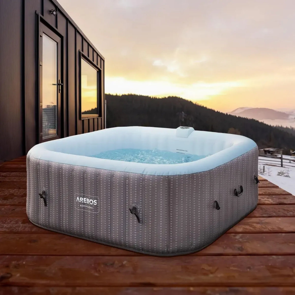 Piscina Termale Arebos 2400W per 6 Persone con Riscaldamento e Getti Massaggianti
