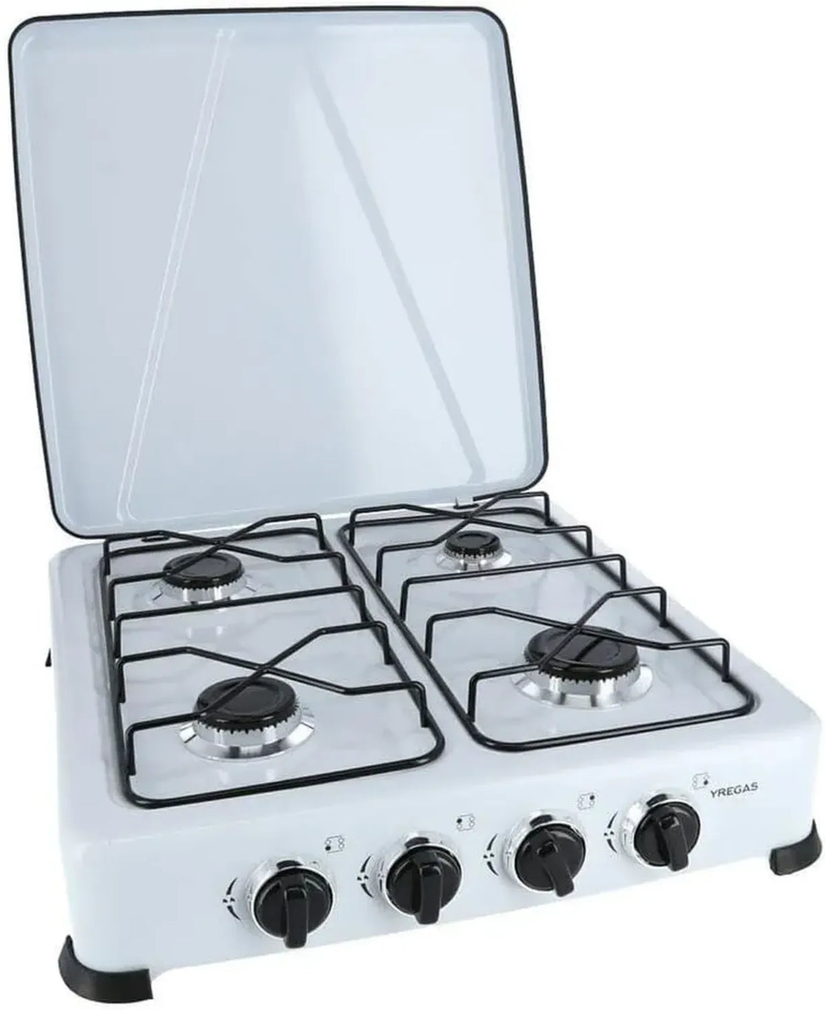 Cucina a Gas Smaltata Bianca con 4 Fuochi