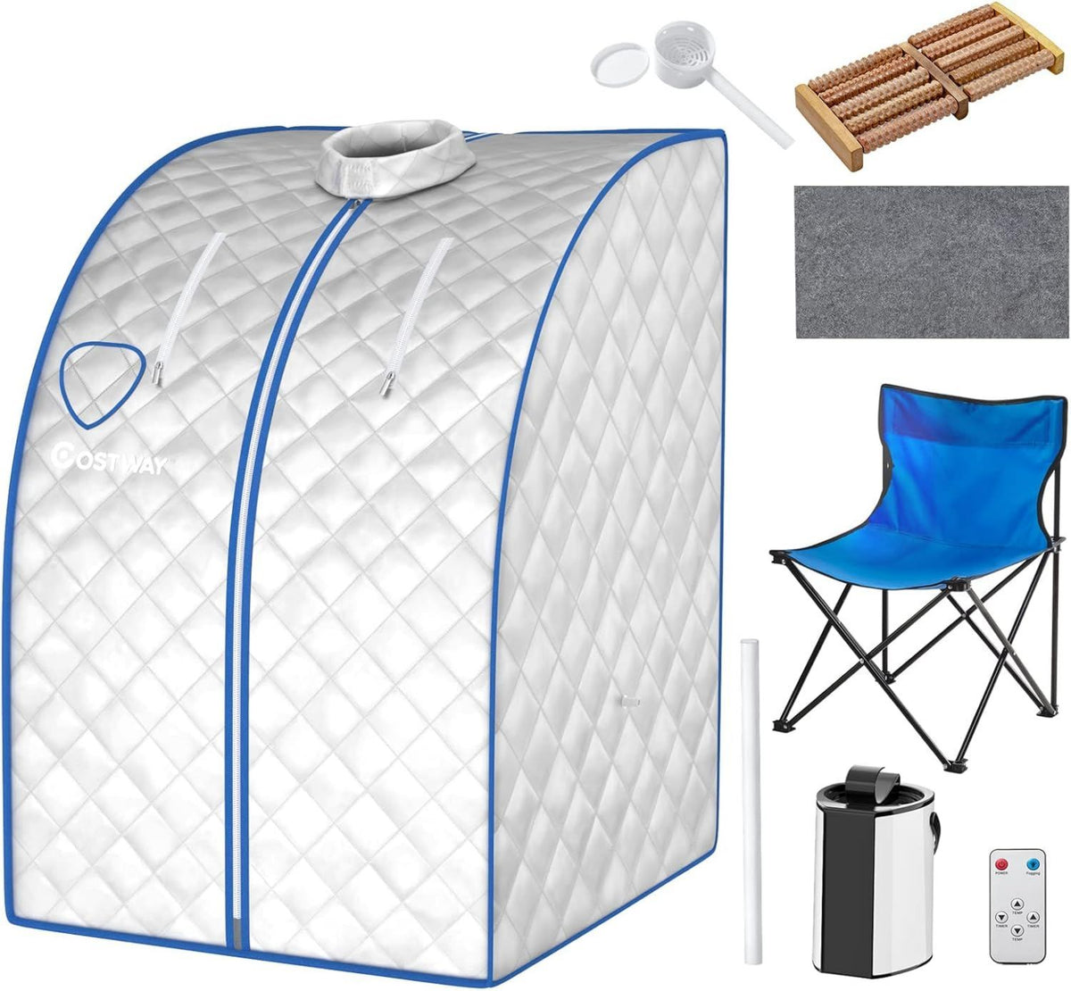 Sauna a vapore portatile: con telecomando, design portatile, 3 L, 1000W, argento, RELAX4LIFE