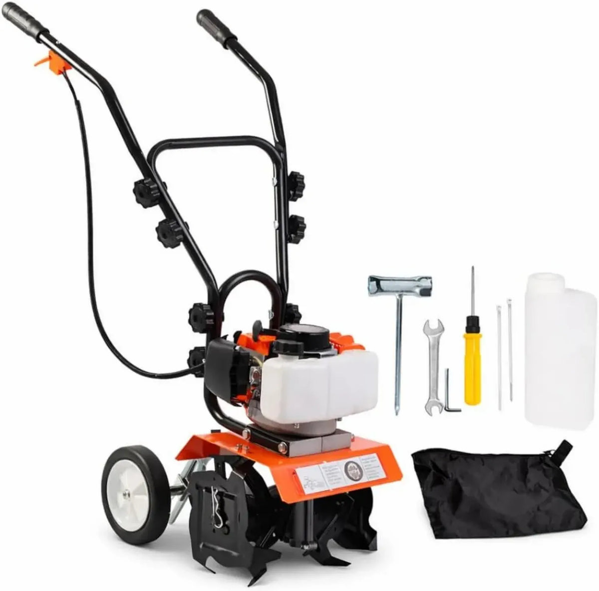 Motozappa 52cc a Benzina, Macchina Agricola a 2 Tempi, Larghezza 300mm e Profondità 150mm, Zappette in Acciaio per Giardino