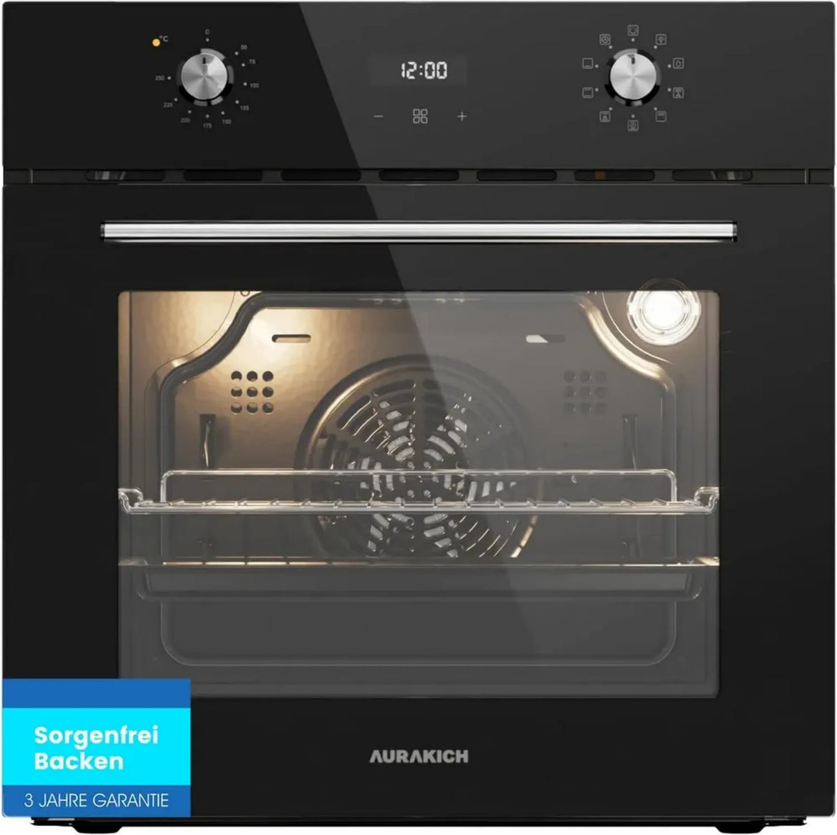 Forno da Incasso 60cm, 70L, Aria Calda 4D, 8 Funzioni, Riscaldamento Rapido, Timer, Sicurezza Bambini, Classe Energetica A, Nero