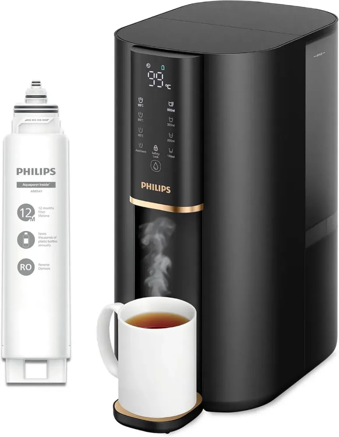 Purificatore d'Acqua Philips con Osmosi Inversa, Riscaldamento Rapido, Filtri di Lunga Durata