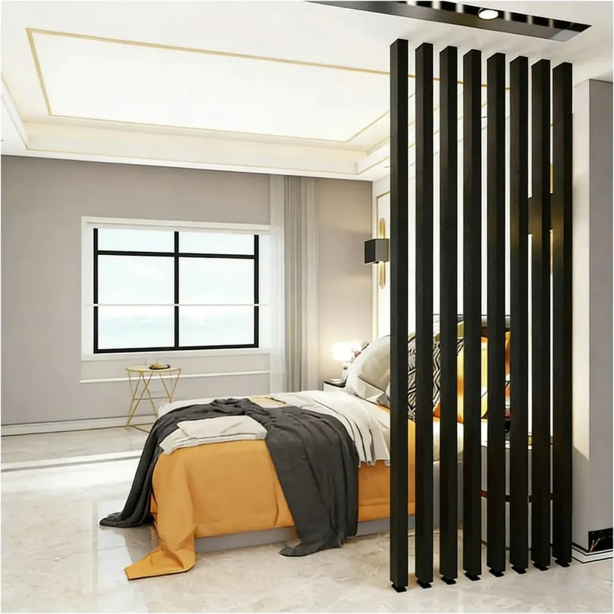 Schermo Separatore in Metallo Regolabile - Set di 6 Pannelli per Soggiorno, Sala da Pranzo e Balconi - Divisorio di 100 cm dal Pavimento al Soffitto
