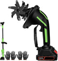 Motozappa Elettrica Senza Fili per Giardinaggio con 2 Batterie, Asta Lunga, Profondità e Larghezza di Lavoro 10cm
