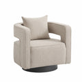 Poltrona in Bouclé con Base Girevole Beige