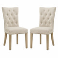 Set di 2 sedie da pranzo in tessuto beige con gambe in legno
