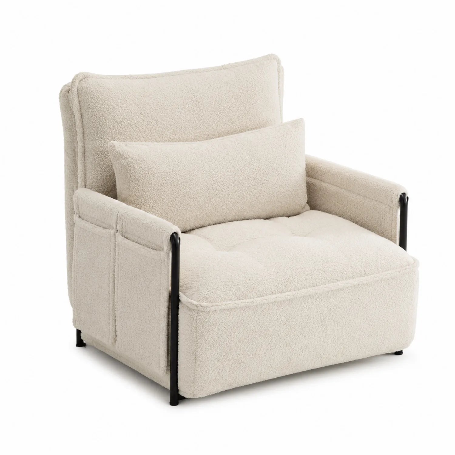 Poltrona in tessuto bouclé con struttura in metallo 90 cm