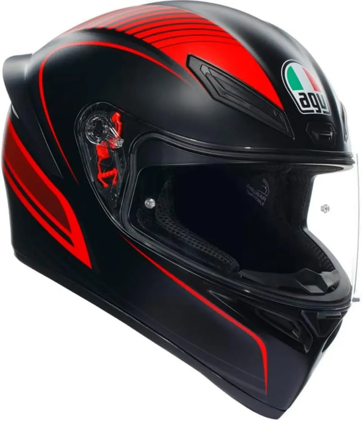 Casco Moto AGV K1 S Warm Up Nero Opaco/Rosso Taglia XL