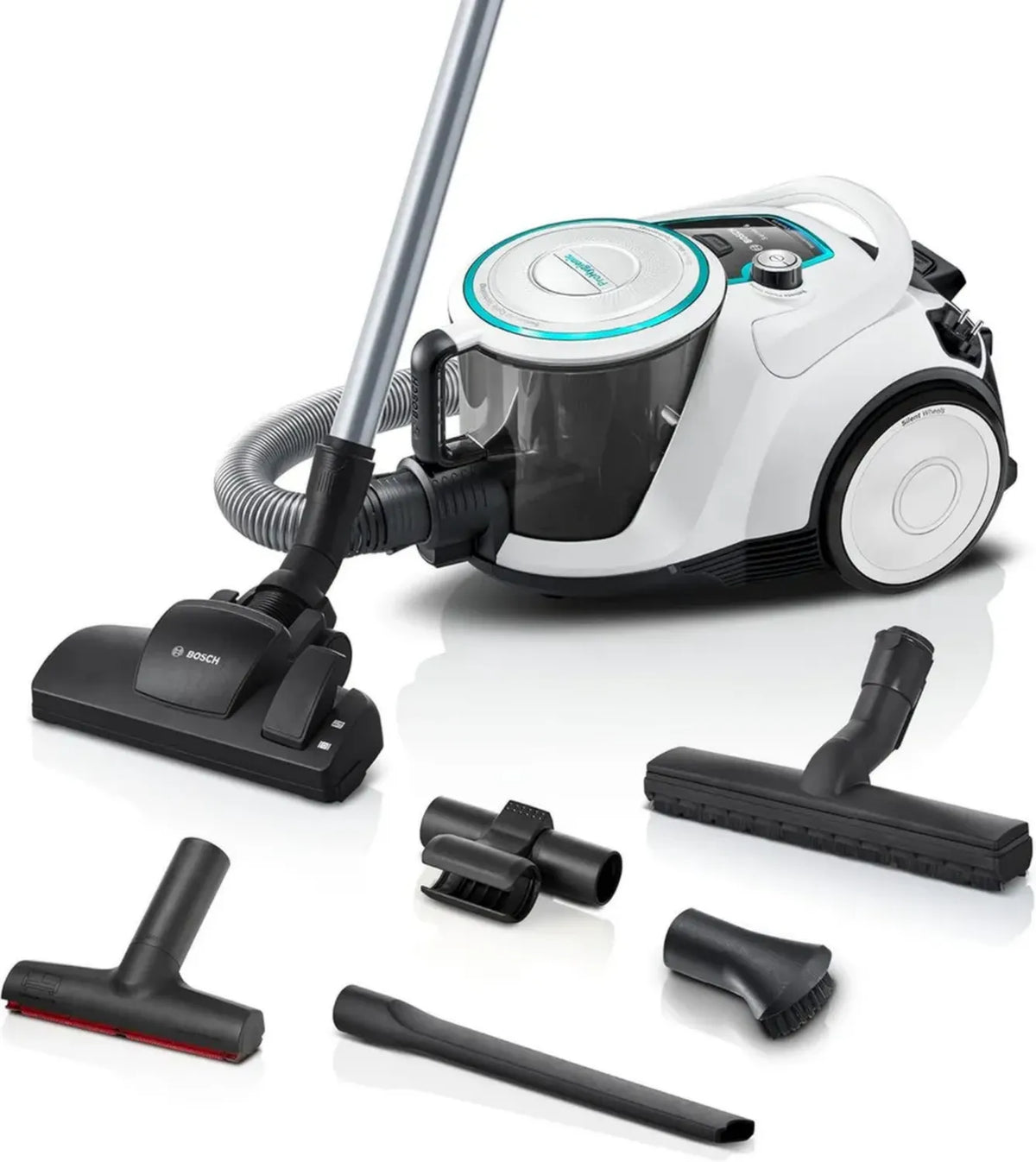 Aspirapolvere Bosch serie 6 senza sacchetto per allergie con filtro igienico e accessorio parquet