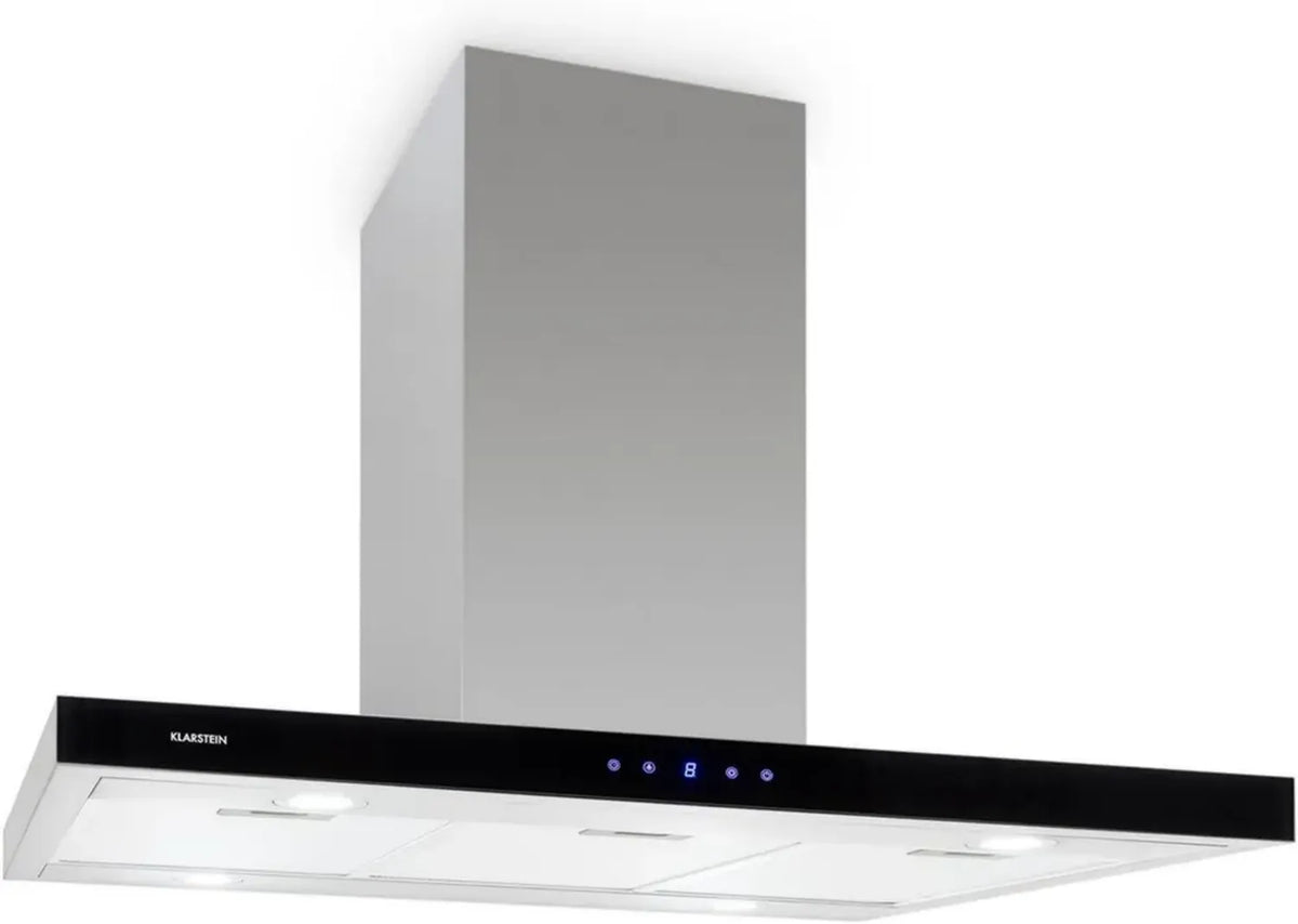 Klarstein Madonna - Cappa Aspirante a Isola 90 cm, 500 m³/h, Illuminazione LED, Controllo Touch, Nero/Argento