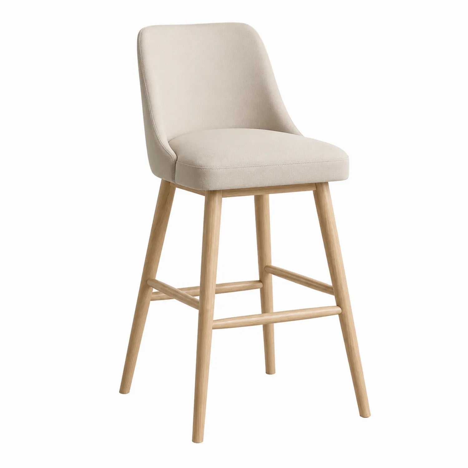 Sgabello da bar in legno e tessuto beige 45x40x100 cm