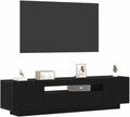 Mobile TV in Legno Nero con Design Moderno, 160x35x40 cm