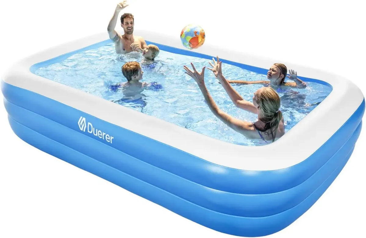 Piscina Gonfiabile Rettangolare per Famiglie con Adulti e Bambini, 241x142x56 cm, Giochi Acquatici Estivi da Giardino