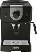 Krups Macchina per Espresso 15 Bar con Montalatte e Scaldavivande, Controllo Girevole, Nero/Argento