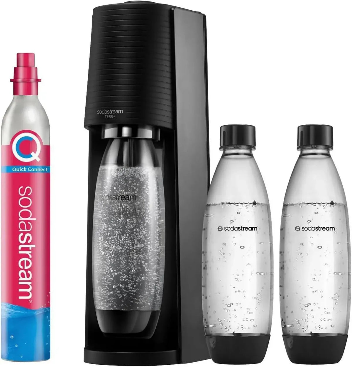 Sodastream Terra Gasatore Nero con Cilindro CO2 e 3 Bottiglie Lavabili