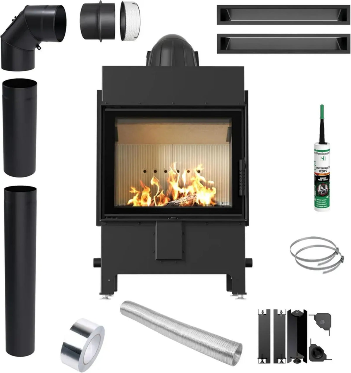 Inserto Camino Kratki Lucy 12 kW con Set Chiusura Tubi