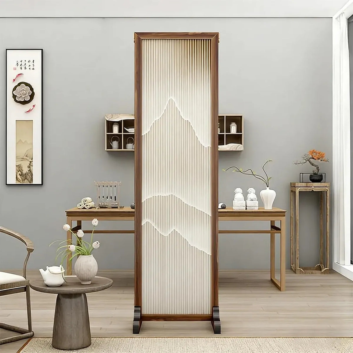 Divisorio Portatile per Interni 180x50 cm, Pannello Pieghevole Autoportante per Ufficio e Casa