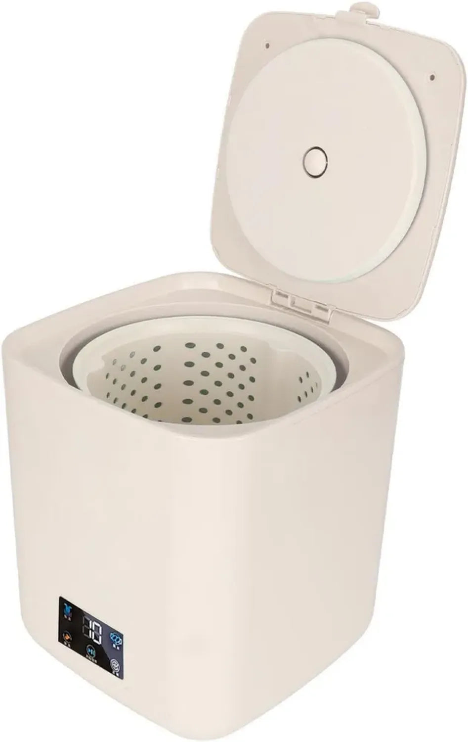 Mini lavatrice automatica 7L con centrifuga e display LCD, compatta per appartamenti, beige