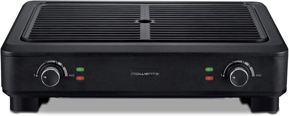 Rowenta Grill senza Fumo, Doppia Zona di Cottura, Riduzione del Fumo del 70%, 2000W, Nero