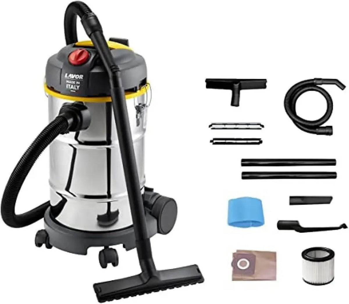 Aspirapolvere Lavor Aspiraliquidi WTP 30 X, Motore 1400W, Portata 65 l/s, Serbatoio Acciaio 30 l