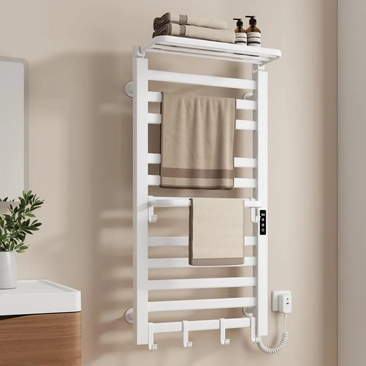 Termoarredo Elettrico da Bagno 1000x500mm, Scaldasalviette con Funzione Costante, 280W, Colore Bianco
