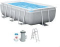 Piscina Fuori Terra Rettangolare Intex con Pompa Filtro, Scaletta e Struttura in Acciaio, 300x175x80 cm, Grigio