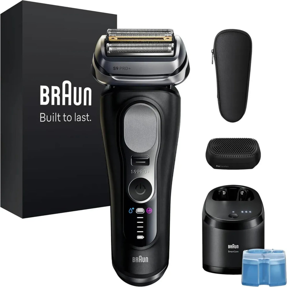 Rasoio Elettrico Braun Serie 9 PRO con Testina ProComfort, Regolabarba Uomo, Wet&Dry, 5+1 Lame Ultra Sottili, Stazione SmartCare 6in1, 60 Minuti di Autonomia, Serie 9690cc, Nero