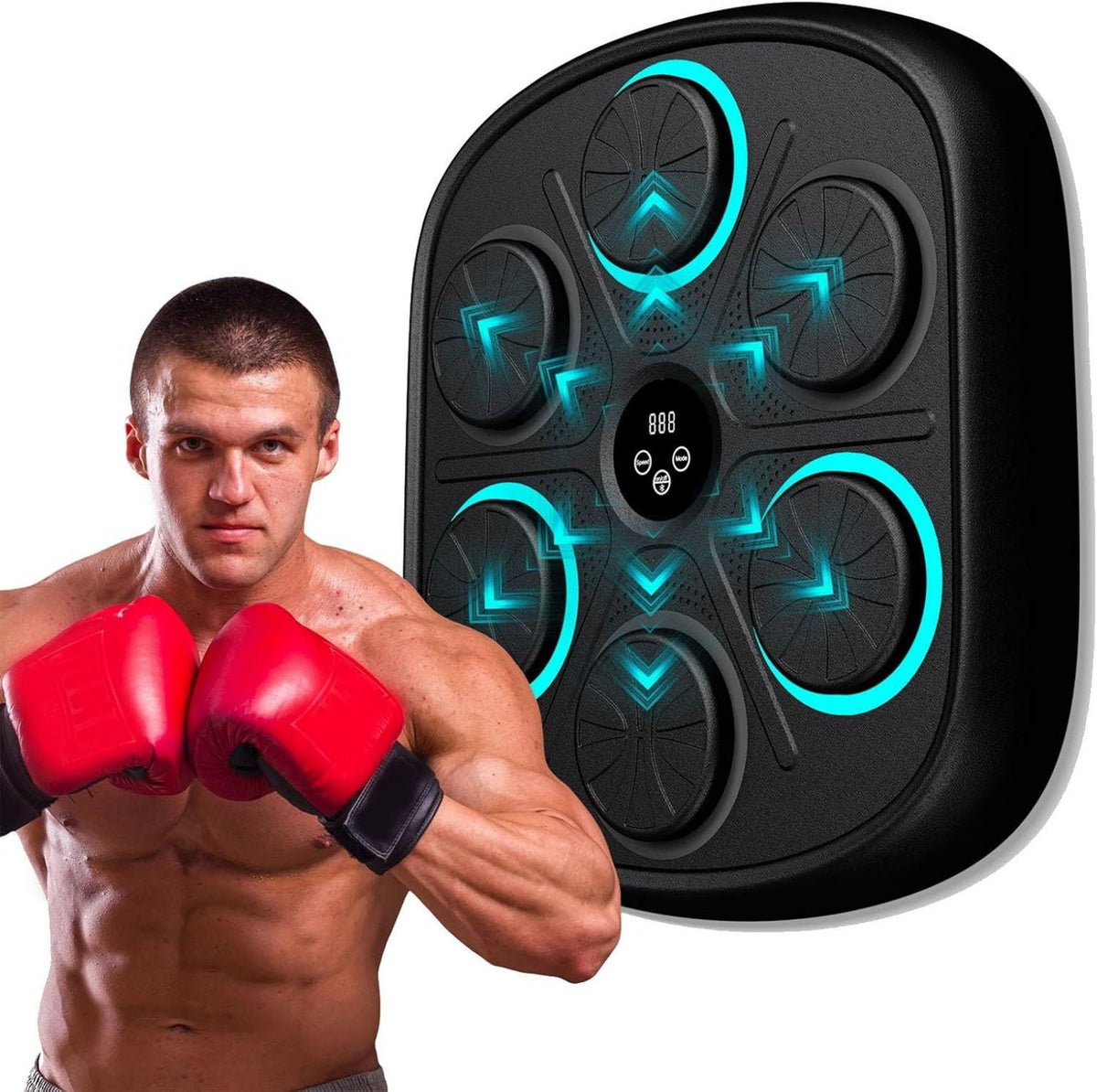 Macchina da boxe musicale - con guantoni da boxe, display LED, JoyiD
