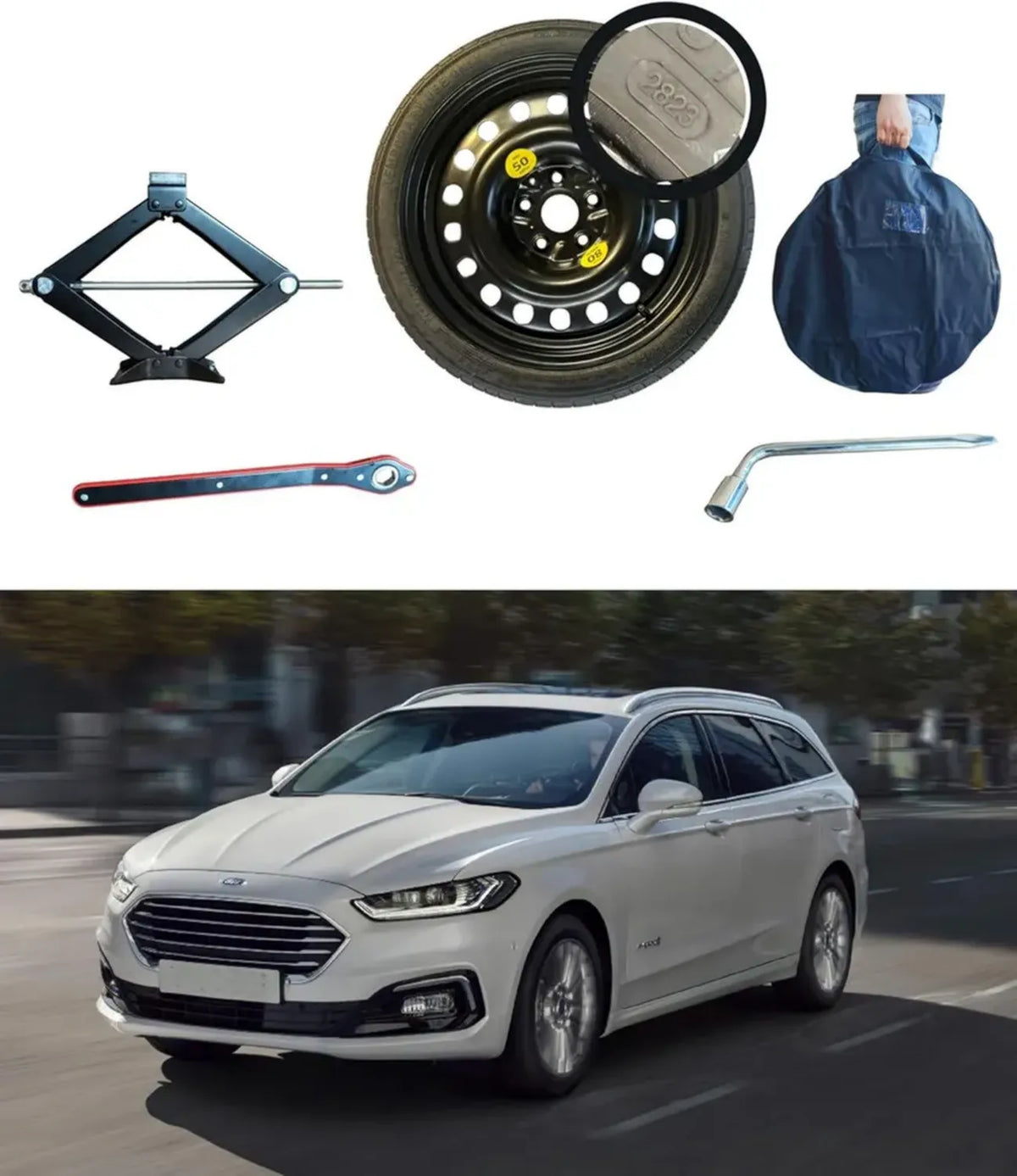 Set Ruota di Scorta 16' per Ford Mondeo (2015+), incluso Cric, Chiave e Custodia