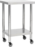 Carrello da Cucina in Acciaio Inox con Superficie di Lavoro 60x60x85 cm