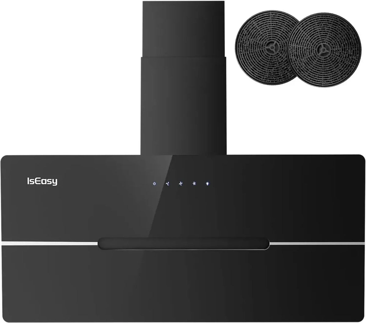 IsEasy Cappa Aspirante 90cm, 578 m³/h, 3 Livelli, Touch, 58 dB, Classe A++, Nero