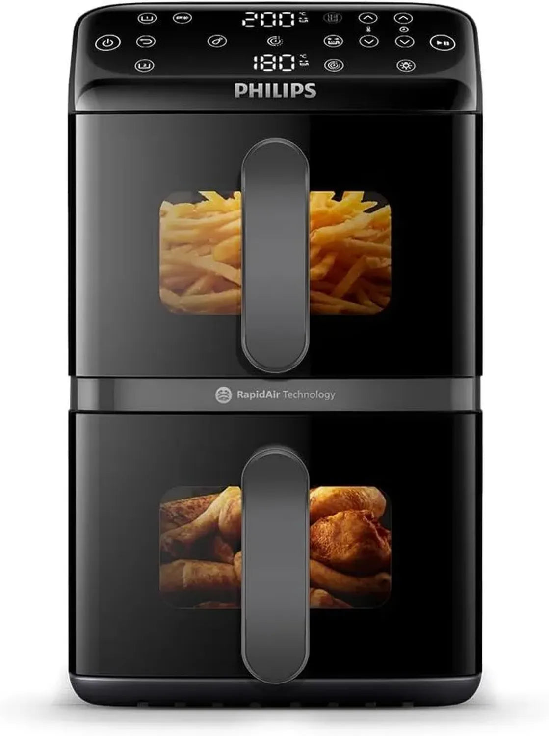 Philips Airfryer Serie 4000, Friggitrice ad Aria Verticale 10L, Tecnologia RapidAir, Funzione Sync, Rivestimento Ceramico Ecologico